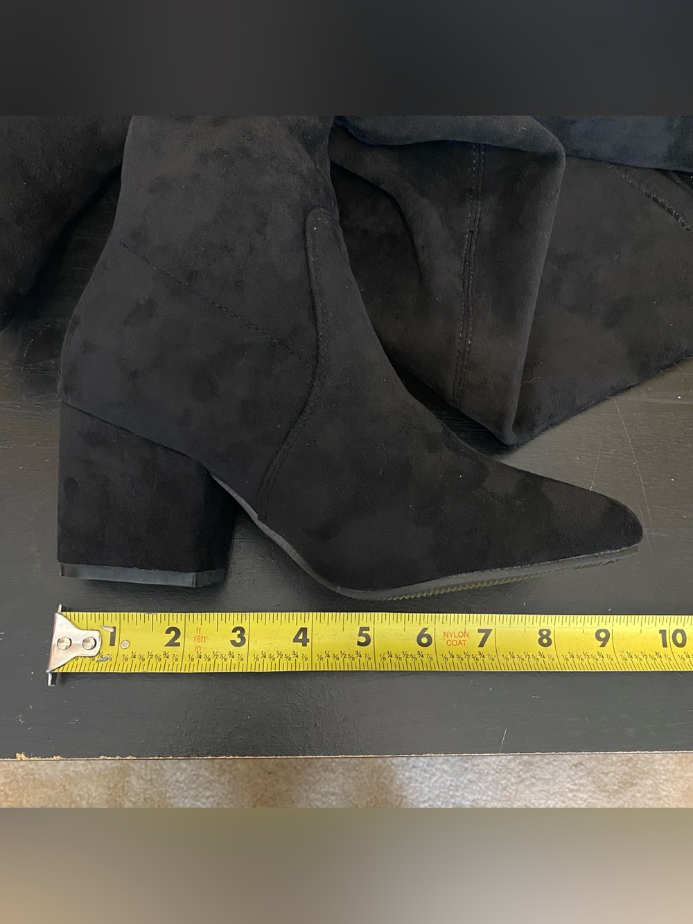 Womens Over The Knee Stretch Thigh High Black Suede Boots EUR Size 35 Size 5 - Picture 4 of 12